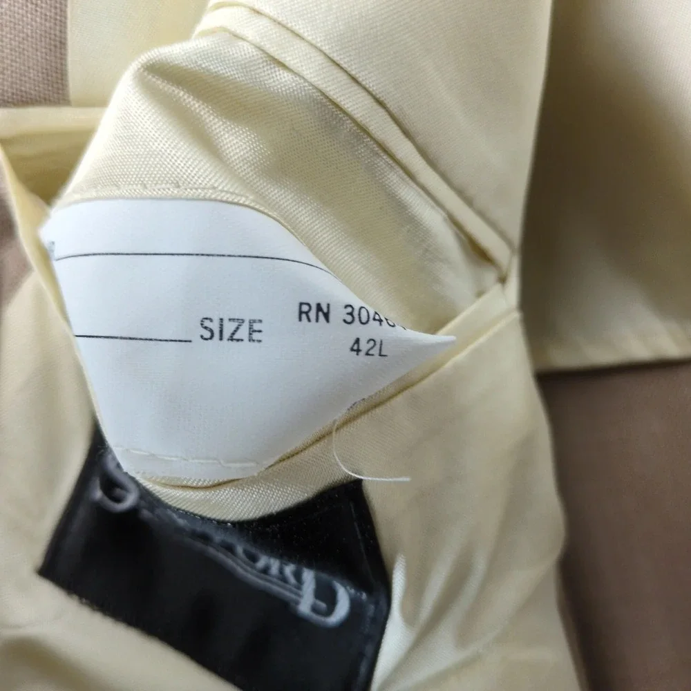 Vintage Stafford Beige Textured Blazer Mens 42L Gold Crest Buttons‎ Made USA 80s